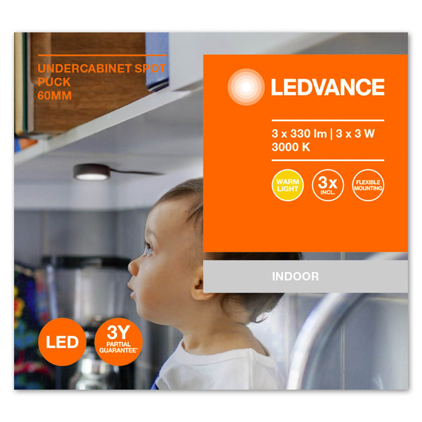 LEDVANCE LED Spot Spot Puck 65mm 3 x 3W Black Warmweiss 4058075791589