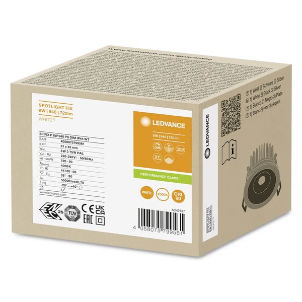 LEDVANCE SPOT FIX 8W 940 PS IP44 weiss dimmbar 4058075799561