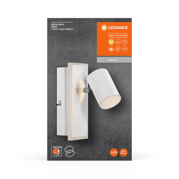 LEDVANCE LED Deckenleuchte DECOR SPOT MARS WHITE 1 Spot Warmweiss 4058075828384