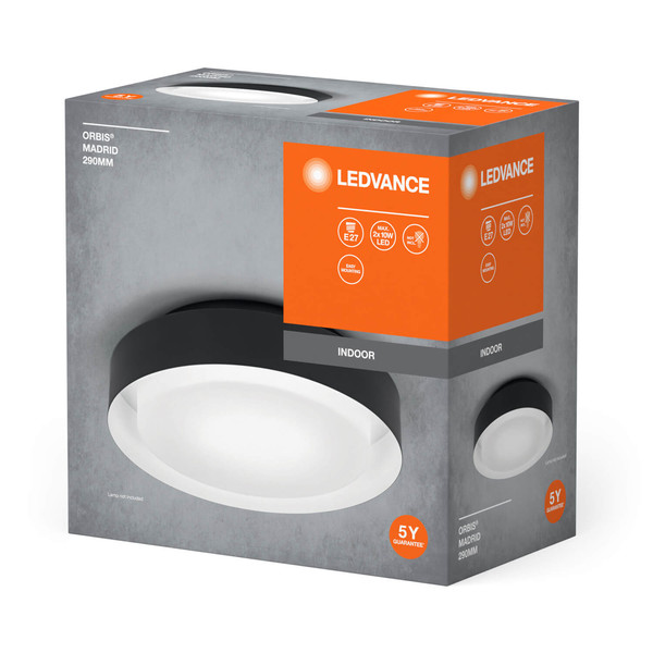 LEDVANCE Deckenleuchte ORBIS MADRID 29cm 2XE27 BK 4058075828865