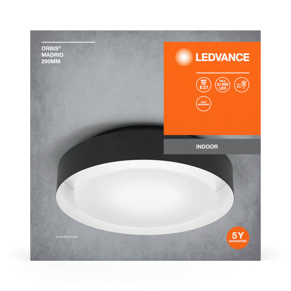 LEDVANCE Deckenleuchte ORBIS MADRID 29cm 2XE27 BK 4058075828865