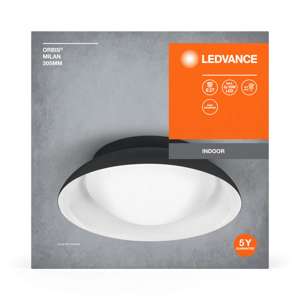 LEDVANCE Deckenleuchte ORBIS MILAN 30,5cm 2XE27 BK 4058075829107