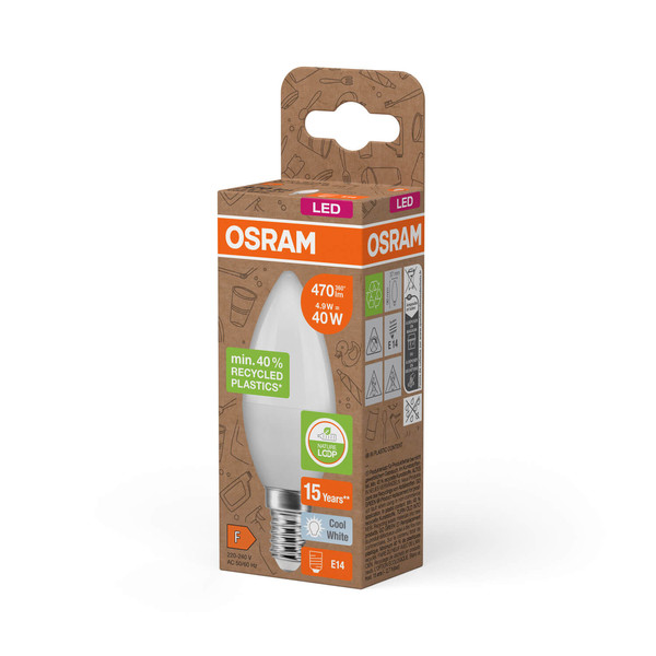 OSRAM LED Lampe PCR LAMPS WITH CLASSIC B 4.9W 840 Frosted E14 Neutralweiss 4058075831988