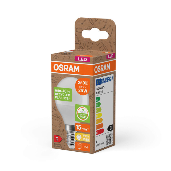 OSRAM LED Lampe PCR LAMPS WITH CLASSIC P 3.3W 827 Frosted E14 Warmweiss 4058075832046