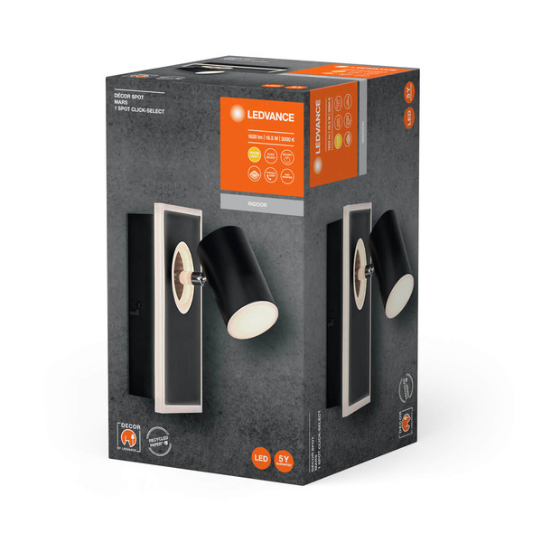 LEDVANCE LED Deckenleuchte DECOR SPOT MARS BLACK 1 Spot Warmweiss 4058075833791