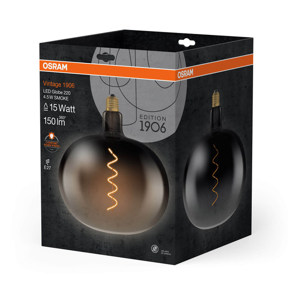 OSRAM LED Lampe Vintage 1906 CLASSIC GLOBE 4.5W 818 Smoke E27 Warmweiss 4058075836167
