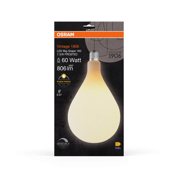 OSRAM LED Lampe Vintage 1906 Big Special Shapes 7.3W 827 Frosted E27 Dimmbar Warmweiss 4058075836228