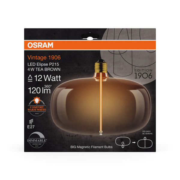 OSRAM LED Lampe VINTAGE 1906 DECORATIVE BULB WITH Filament-MAGNETIC STYLE 4W 818 Tea Brown E27 Dimmbar Warmweiss 4058075836365