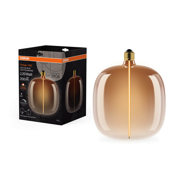 OSRAM LED Lampe VINTAGE 1906 DECORATIVE BULB WITH Filament-MAGNETIC STYLE 4.8W 818 Tea Brown E27 Dimmbar Warmweiss 4058075836389