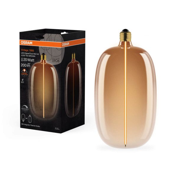 OSRAM LED Lampe VINTAGE 1906 DECORATIVE BULB WITH Filament-MAGNETIC STYLE 4.8W 818 Tea Brown E27 Dimmbar Warmweiss 4058075836402
