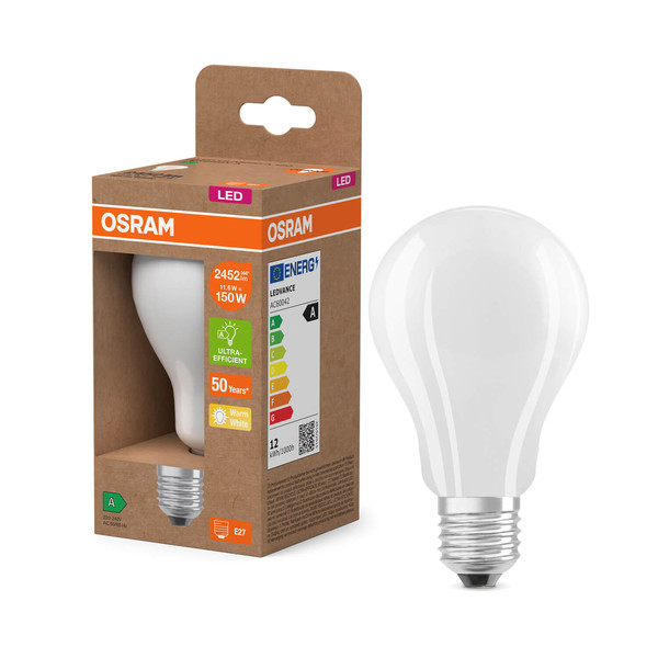 OSRAM LED Lampe LAMPS ENERGY CLASS A höchste Energieeffizienzklasse A Filament CLASSIC A 11.6W 827 Frosted E27 Warmweiss 4058075839182