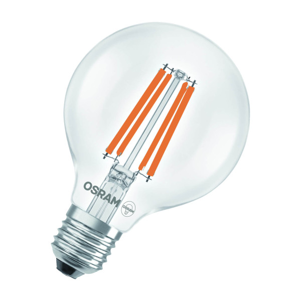 OSRAM LED Lampe LAMPS ENERGY CLASS A höchste Energieeffizienzklasse A Filament CLASSIC Globe 2.2W 827 Clear E27 Warmweiss 4058075839465