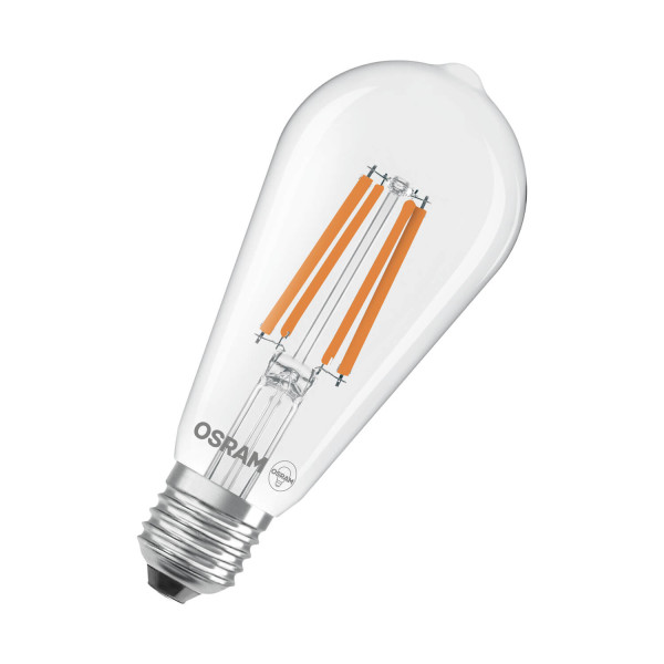 OSRAM LED Lampe LAMPS ENERGY CLASS A höchste Energieeffizienzklasse A Filament CLASSIC Edison 2.2W 827 Clear E27 Warmweiss 4058075839724