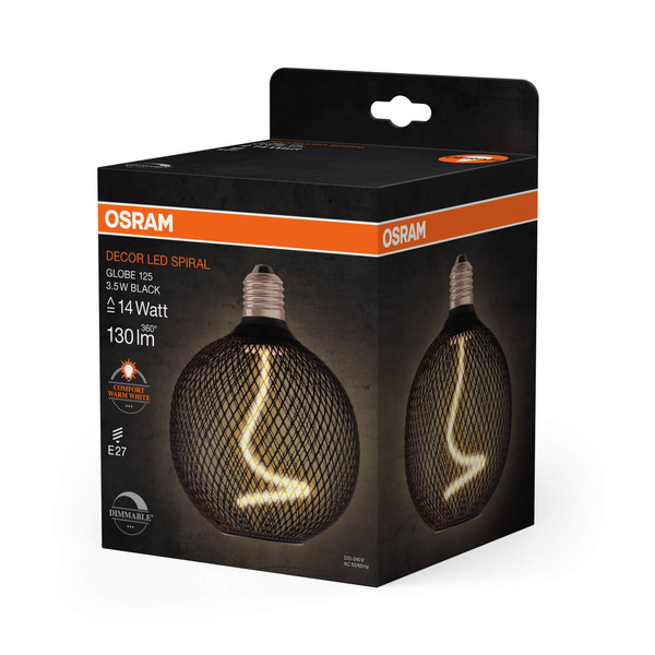 OSRAM LED Designleuchte DECOR SPIRAL Filament LAMP IN METAL HOUSING 3.5W 818 E27 Dimmbar Warmweiss 4058075840287