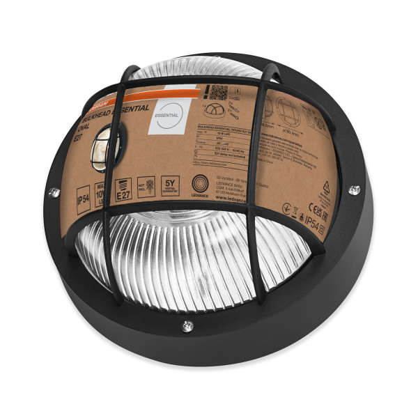 OSRAM Aussenleuchte Bulkhead Essential Round E27 Black 4058075845626
