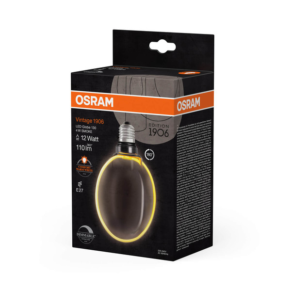OSRAM LED Lampe VINTAGE 1906 CLASSIC GLOBE O - SHAPE Filament 4W 818 Smoke E27 Dimmbar Warmweiss 4058075846104