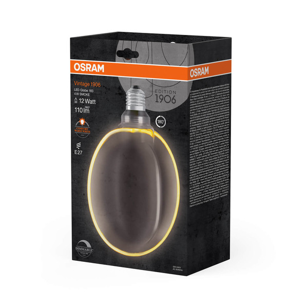 OSRAM LED Lampe VINTAGE 1906 CLASSIC GLOBE O - SHAPE Filament 4W 818 Smoke E27 Dimmbar Warmweiss 4058075846128
