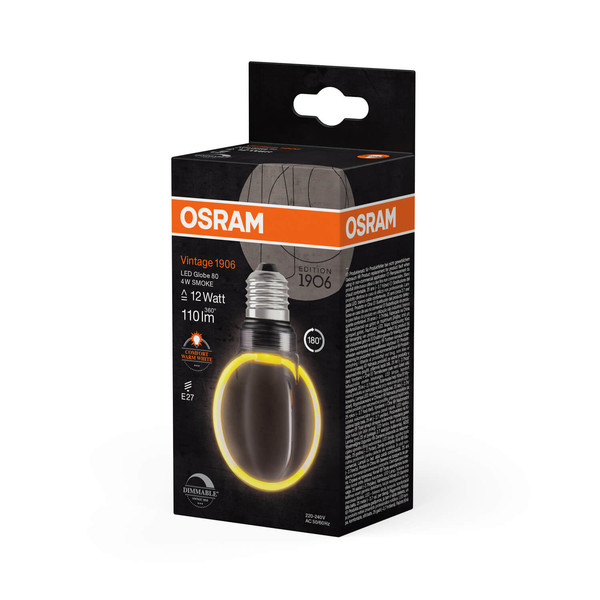 OSRAM LED Lampe VINTAGE 1906 CLASSIC GLOBE O - SHAPE Filament 4W 818 Smoke E27 Dimmbar Warmweiss 4058075846142
