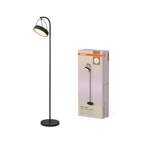 OSRAM LED Stehleuchte Decor Puck Floor 12W 930 Black Warm weiß 4058075846487
