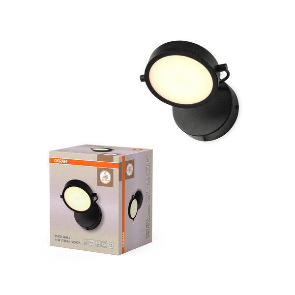 OSRAM LED Wandleuchte Decor Puck Wall 11W 930 Black Warm weiß 4058075846500