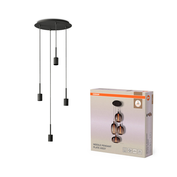 OSRAM Pendelleuchte Decor Needle Pendant Plate 4xE27 Dark Grey 4058075848481