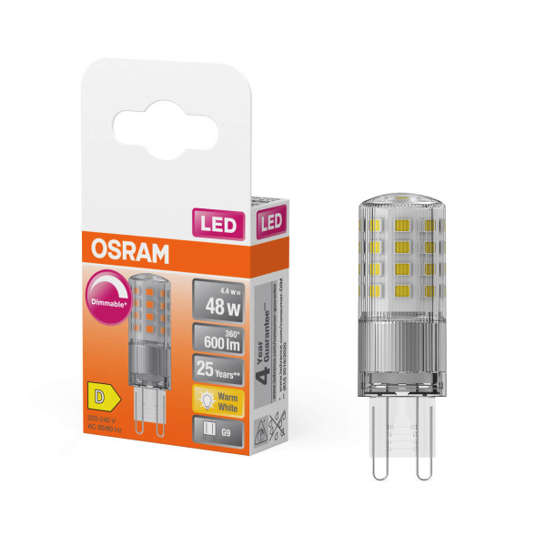 OSRAM LED Lampe PIN G9 4.4W 827 Clear G9 Dimmbar Warmweiss 4099854247583