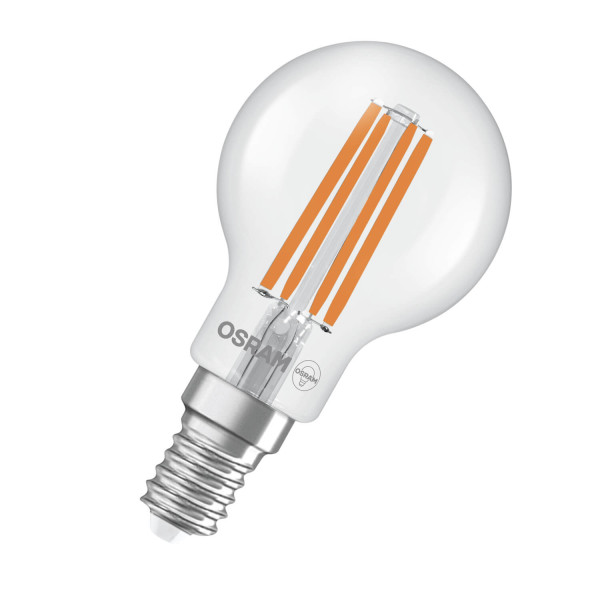 OSRAM LED Lampe CLASSIC P höchste Energieeffizienzklasse A 3.8W 827 Clear E14 Warmweiss 4099854255229