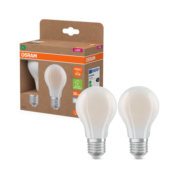 2er Pack OSRAM LED Lampe LAMPS ENERGY CLASS A höchste Energieeffizienzklasse A Filament CLASSIC A 5W 840 Frosted E27 Neutralweiss 4099854259791