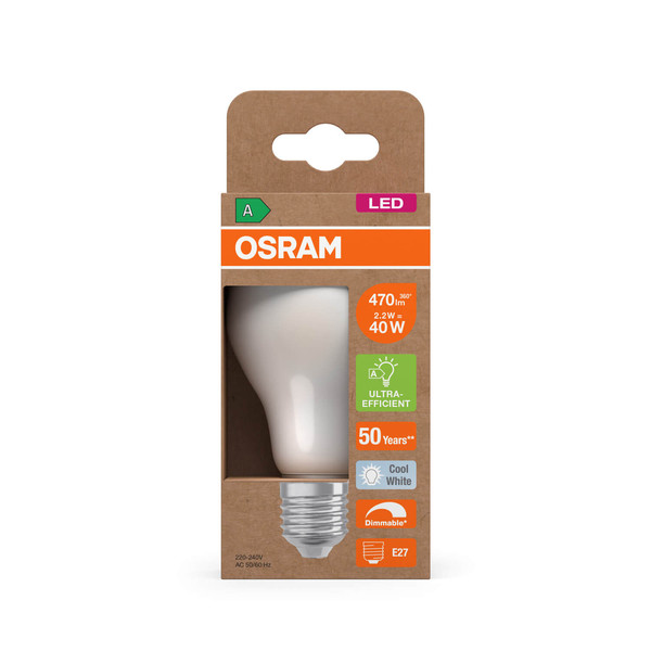 OSRAM LED Lampe CLASSIC A höchste Energieeffizienzklasse A 2.2W 840 Frosted E27 Dimmbar Neutralweiss 4099854265426