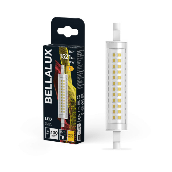 BELLALUX LED Lampe SLIM LINE R7S 12W 827 Clear R7s Warmweiss 4099854267727