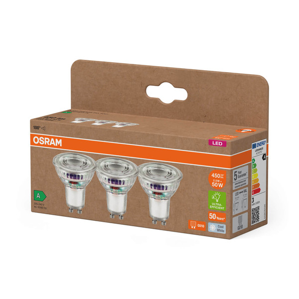 3er Pack OSRAM LED Spot, Strahler LAMPS höchste Energieeffizienzklasse A REFLECTOR 2.5W 840 GU10 Neutralweiss 4099854277924