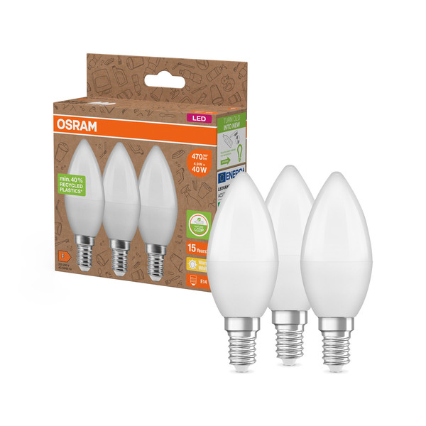 OSRAM LED Leuchtmittel LED PCR LAMPS WITH CLASSIC B 4.9W 827 Frosted E14 Warm weiß 4099854340314