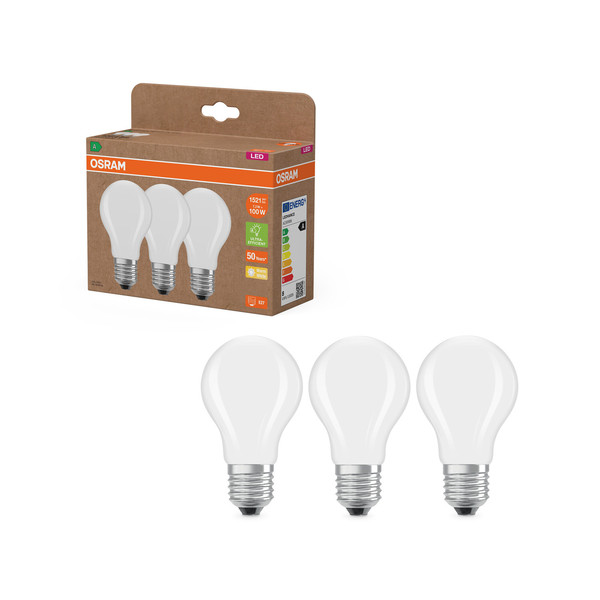 OSRAM LED Leuchtmittel LED LAMPS ENERGY CLASS A ENERGY EFFICIENCY Filament CLASSIC A 7.2W 827 Frosted E27 Warm weiß 4099854348051