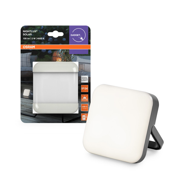 OSRAM LED Aussenleuchte NIGHTLUX SOLAR 840 DIM USB Grey Dimmbar Neutralweiss 4099854444517