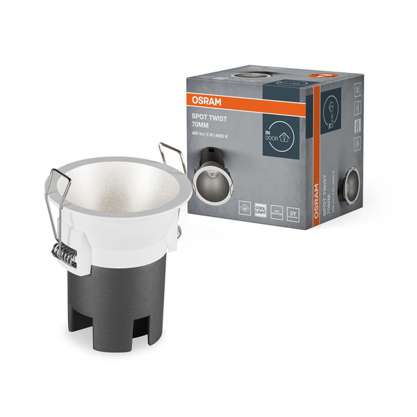 OSRAM LED Deckenleuchte LED SPOT RECESS TWIST PRO 70mm 5W 4000K White Silver Neutralweiss 4099854446498
