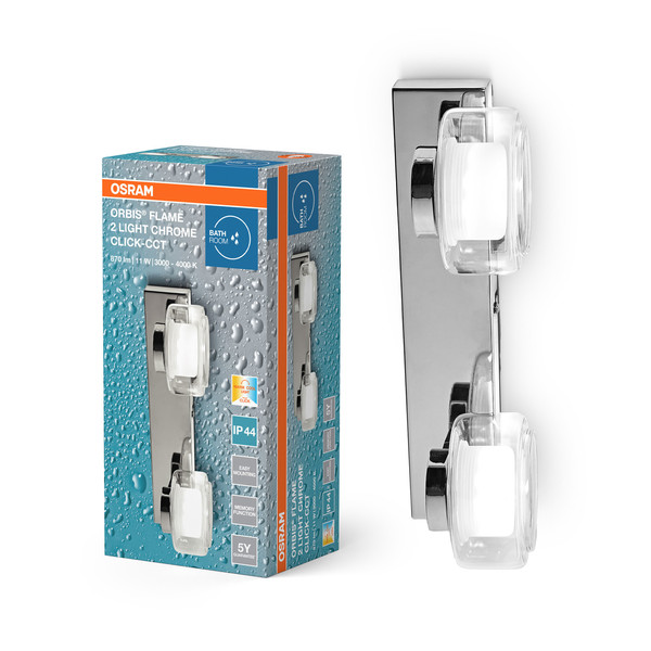 OSRAM LED Deckenleuchte Orbis Flame 2X5.5W Click CCT IP44 Chrome Warm weiß,Kalt weiß 4099854447808