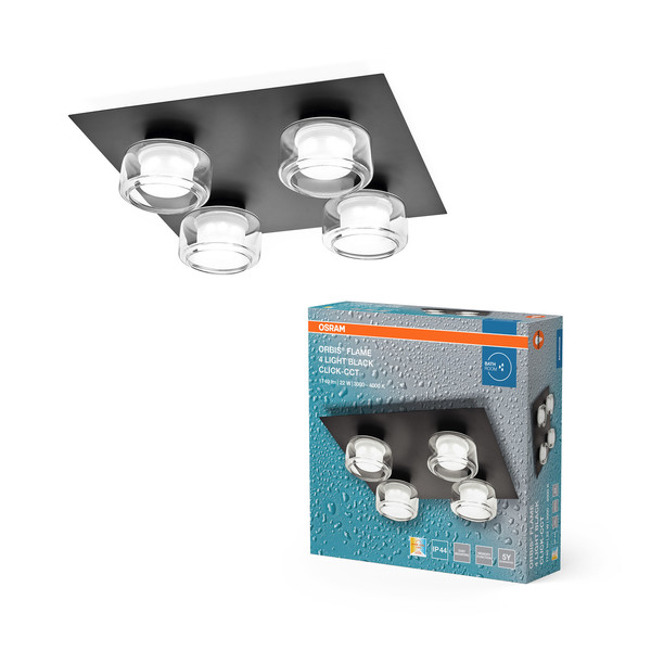 OSRAM LED Aussen-Deckenleuchte Orbis Flame 4X5.5W Click CCT IP44 Black Warm weiß,Kalt weiß 4099854447945