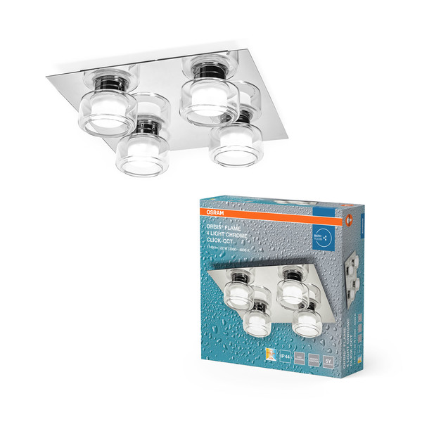 OSRAM LED Aussen-Deckenleuchte Orbis Flame 4X5.5W Click CCT IP44 Chrome Warm weiß,Kalt weiß 4099854447969