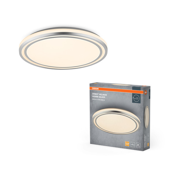 OSRAM LED Decken-Wandleuchte Orbis Helman 295MM 16W 830 White and Silver Warm weiß 4099854448065