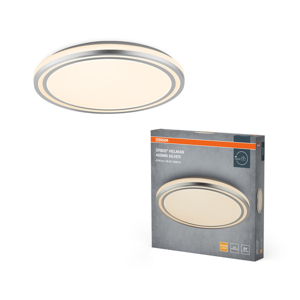 OSRAM LED Decken-Wandleuchte Orbis Helman 485MM 36W 830 White and Silver Warm weiß 4099854448102