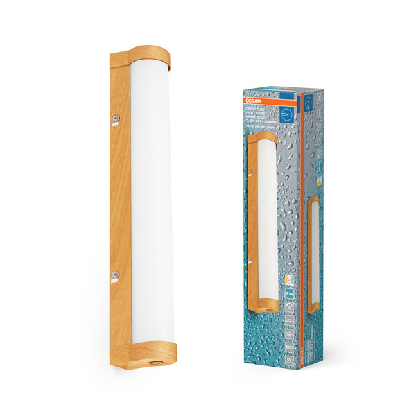 OSRAM LED Deckenleuchte Obris Tube Frost Glass 40CM Click CCT DIM IP44  Wood Decor Dimmbar Warm weiß,Kalt weiß 4099854450587