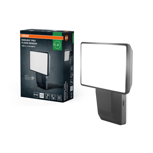 OSRAM LED Aussen-Wandleuchte ENDURA PRO FLOOD SENSOR 15W 4000K IP55 Dark Gray Neutralweiss 4099854451706