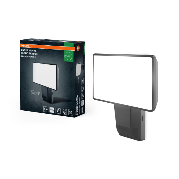 OSRAM LED Aussen-Wandleuchte ENDURA PRO FLOOD SENSOR 27W 4000K IP55 Dark Gray Neutralweiss 4099854451744