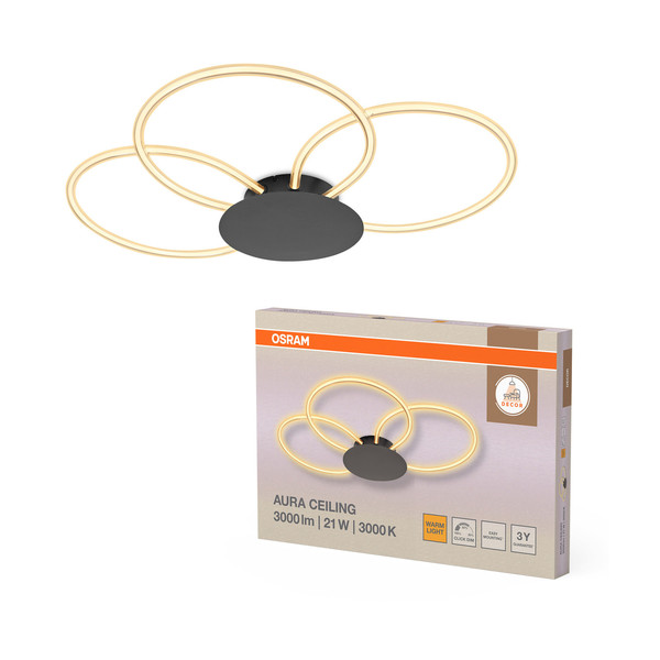 OSRAM LED Deckenleuchte Decor Aura Ceiling 21W 830 Click DIM Dimmbar Warm weiß 4099854452475