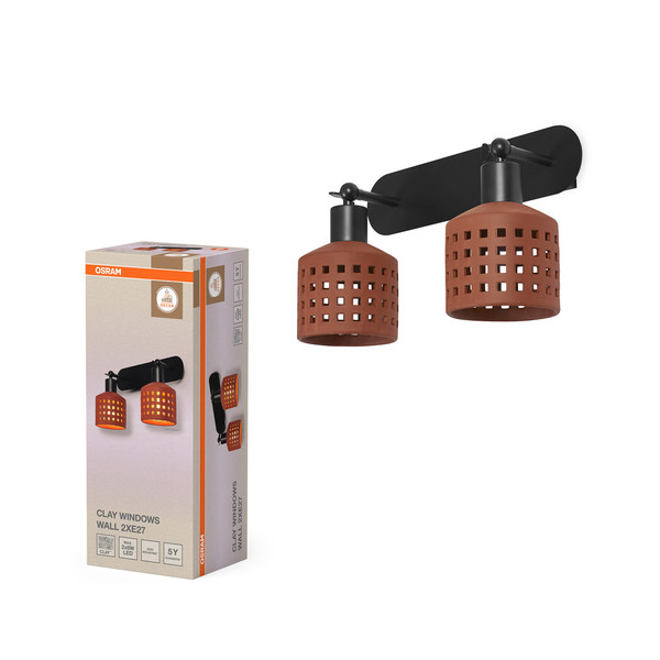 OSRAM Wandleuchte Decor Clay Windows Wall 2XE27 Brown 4099854453519