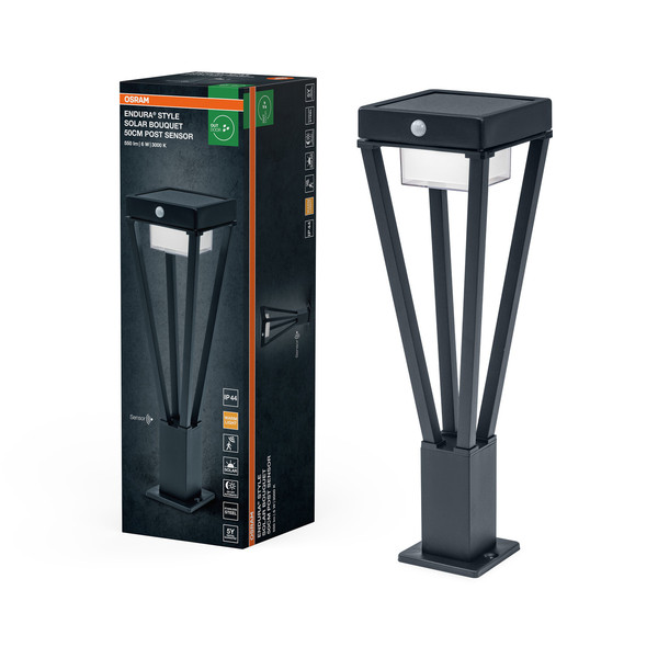 OSRAM LED Aussenleuchte ENDURA STYLE SOLAR BOUQUET 50cm Post Sensor 6W Black Warm weiß 4099854455650