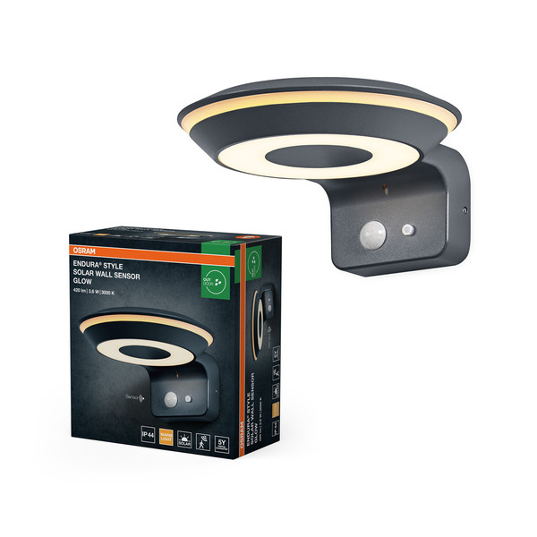 OSRAM LED Aussen-Wandleuchte Endura Style solar GLOW Wall Sensor 3.6W 3000K Warm weiß 4099854455674