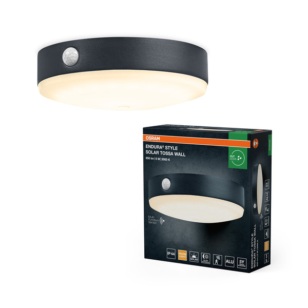 OSRAM LED Aussen-Wandleuchte Endura Style solar Tossa Wall Sensor 6W 3000K Warm weiß 4099854455698