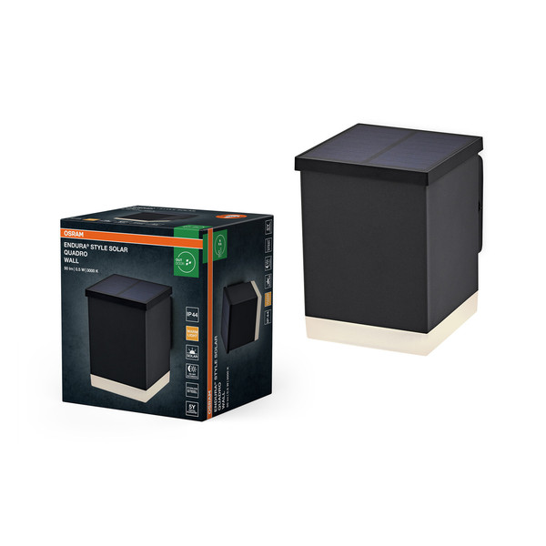 OSRAM LED Aussenleuchte Endura Style Solar Wall Quadro Dark Gray Warm weiß 4099854455810