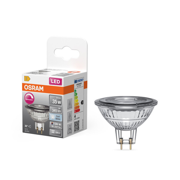 OSRAM LED Leuchtmittel LED SUPERSTAR MR16 12 V 3.4W 940 GU5.3 Dimmbar Neutralweiss 4099854456879